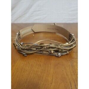 Ginnie Johansen Belt Multistrand Bronze Gold Rope‎ Beads Adjustable Boho Art 35”